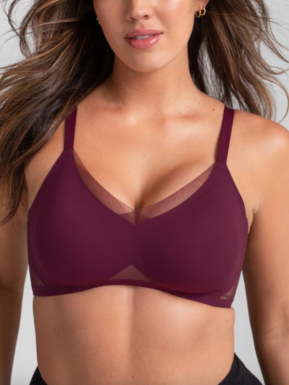 Honeylove CrossOver Bra Fig Burgundy Wireless